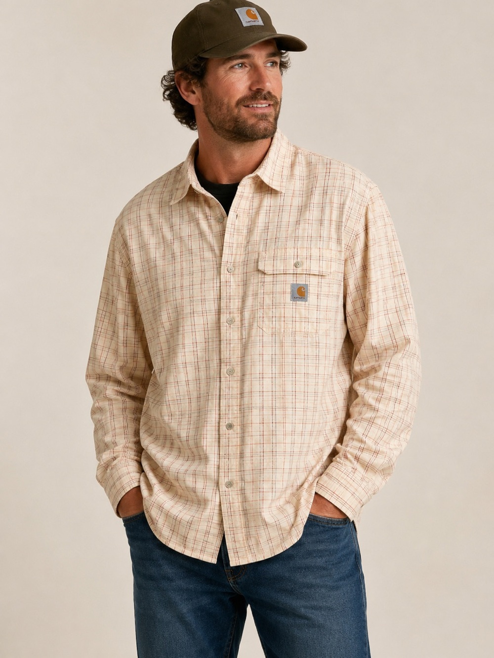 Carhartt Loose Fit Men’s Plaid Button-Up Shirt Large